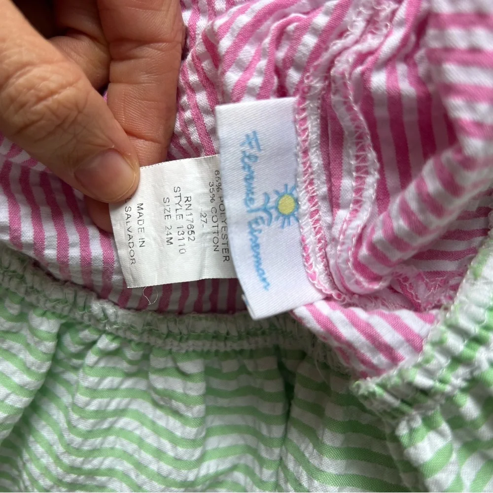 Florence Eisman Reversible Seersucker Floral Embroidered Kids Dress